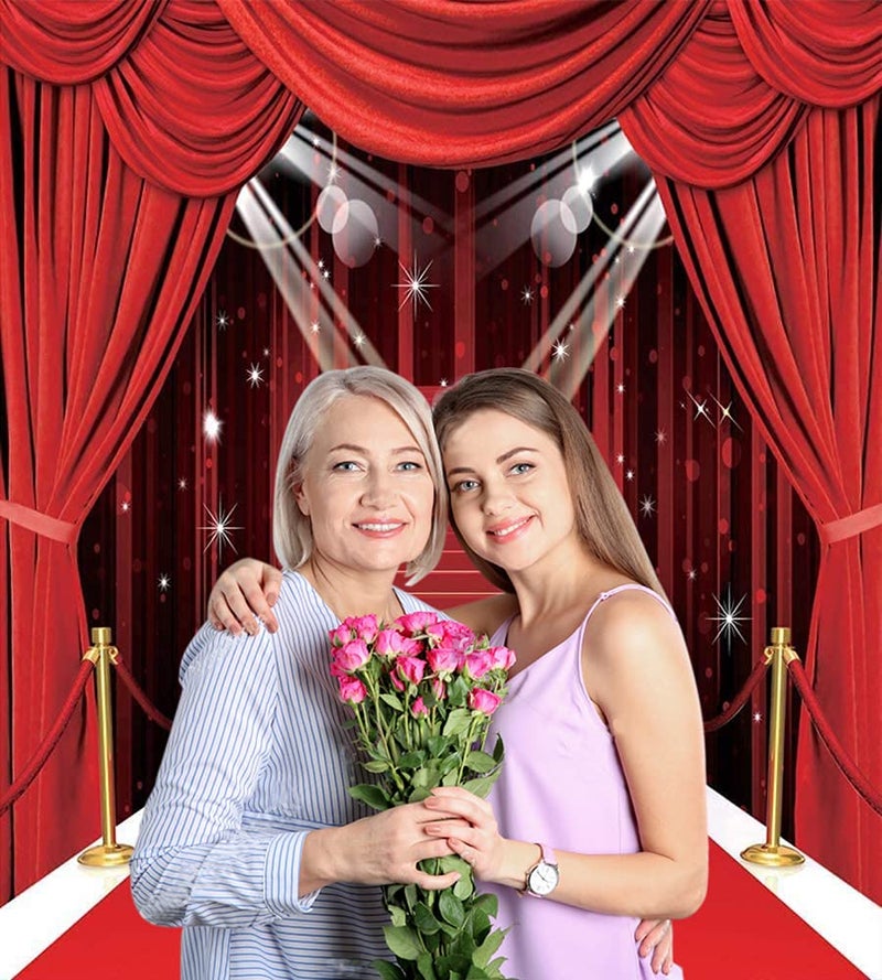 CHAIYA Hollywood Theme Party Decorations Photo Backdrops Red Carpet Backgrounds Vinyl Photography Background Backdrops for Wedding Birthday Party Decoration 5x7ft - Image 2